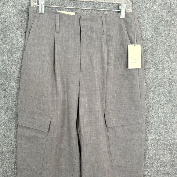 A New Day Tapered Dress Pants Gray Women Sz 8 Cargo Pockets High Rise NWT - Picture 2 of 16